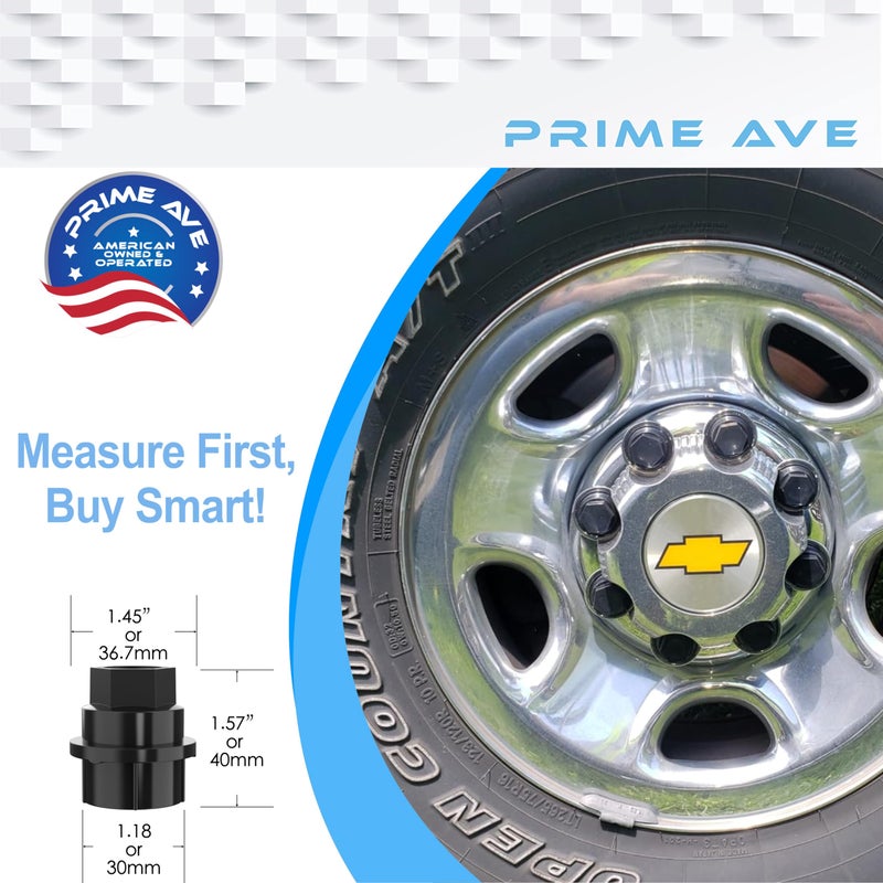 Prime Ave Black Wheel Nut Cap Covers - Compatible Replacement for Cadillac, Chevrolet, GMC Durable Lugnut Caps Cover for Trucks SUV | OEM Part# 15646250 (6 Pack) - Image 5